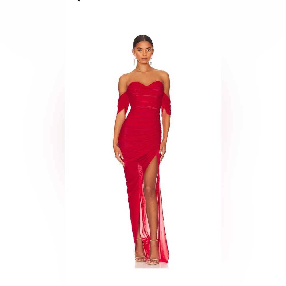Red mesh gown